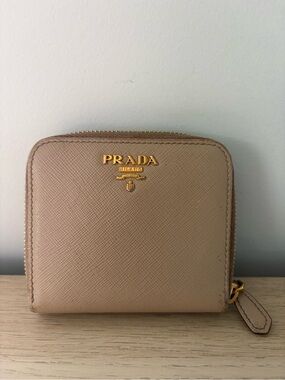 Prada Saffiano Metal Zip Wallet - Cammeo Beige EUC